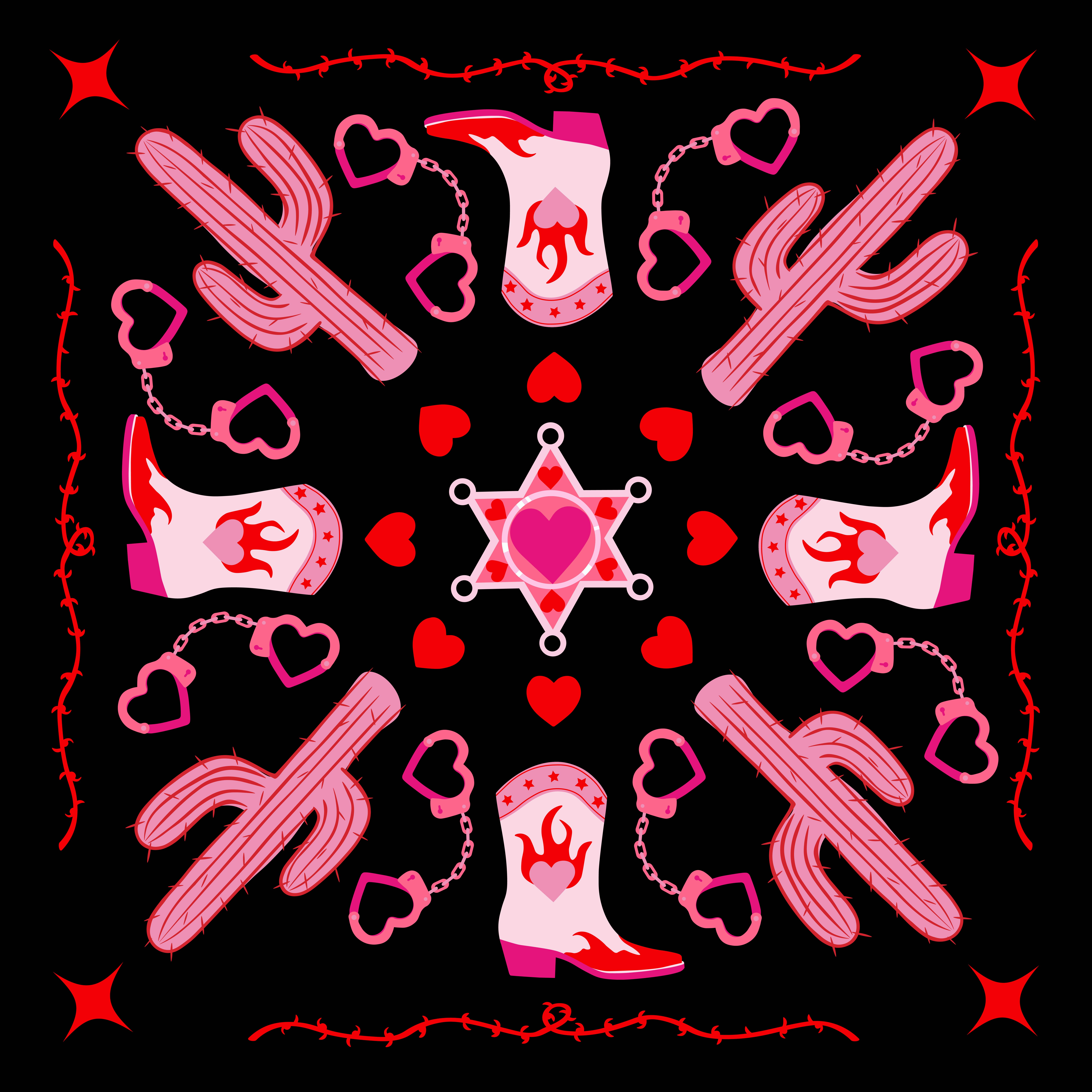 Cowgirl Western Bandana Pattern apparel design branding cowgirl design fabric pattern fashion print gift wrap graphic illustration illustration pattern design pattern illustration pink aesthetic print design seamless pattern streetwear surface pattern textile design ui vector western