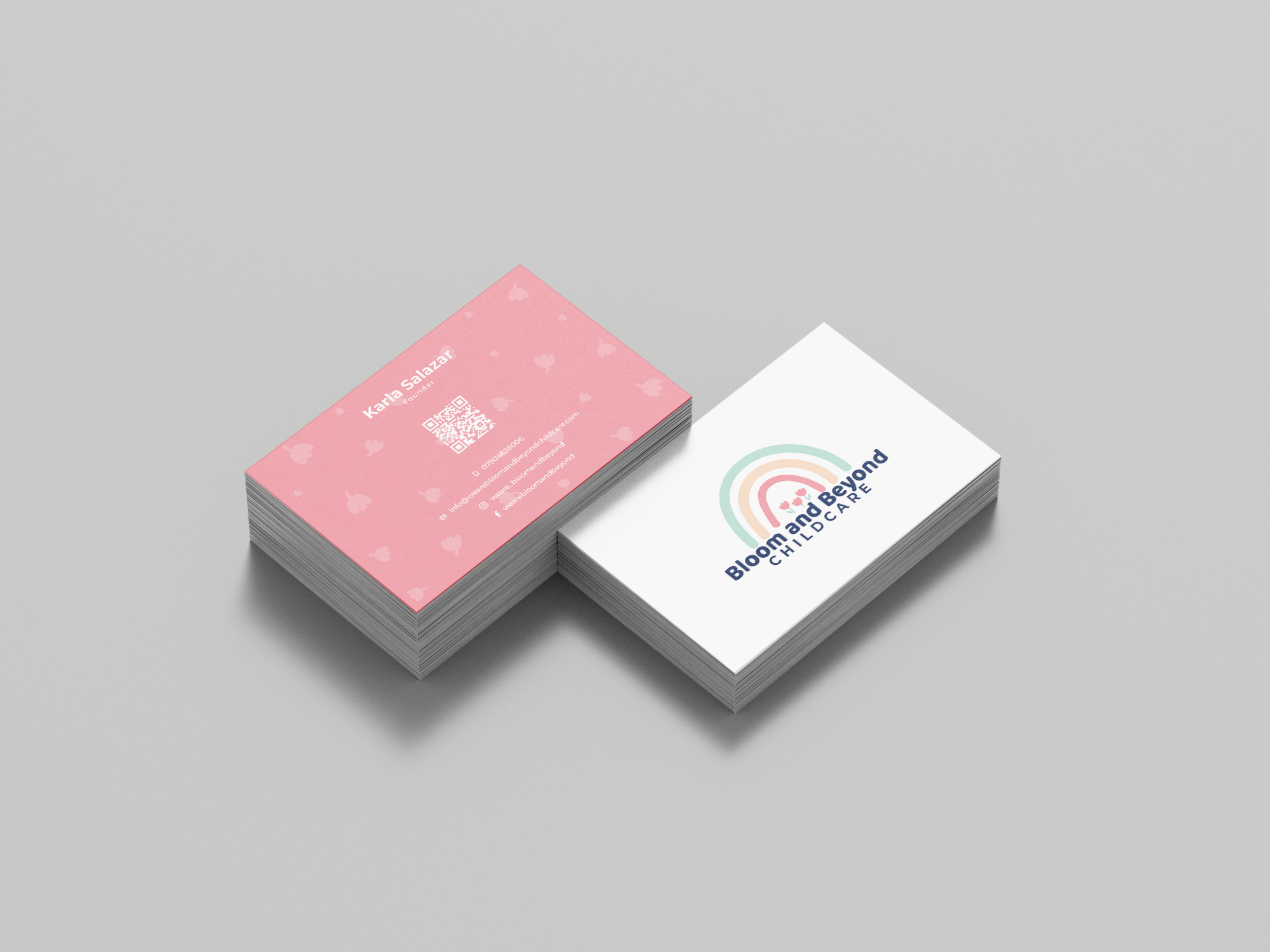 Bloom and Beyond Childcare Business Cards brand identity branding business cards childcare graphic design marketing design print design visual identity