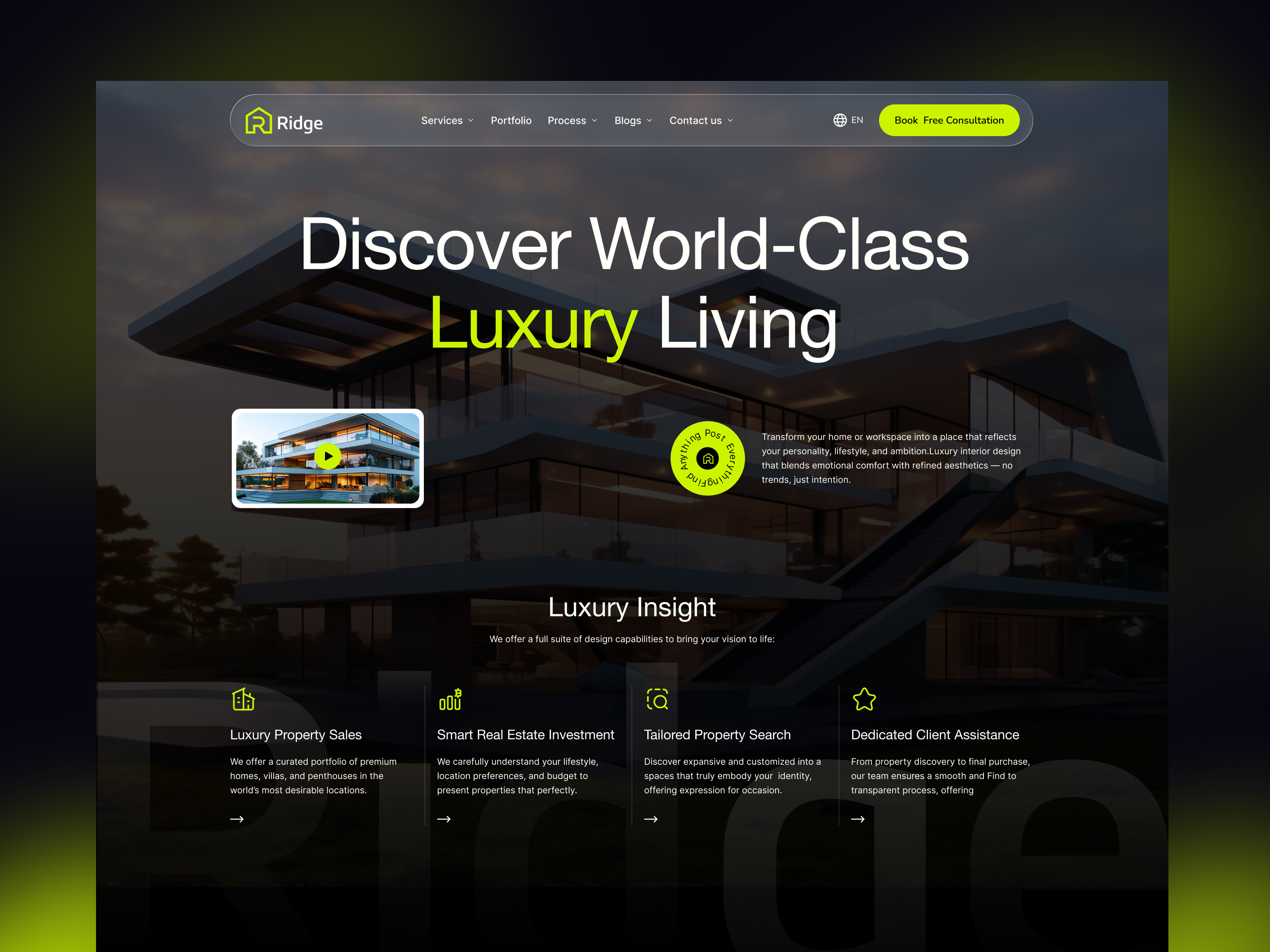 Luxury Real Estate Website Hero Animation