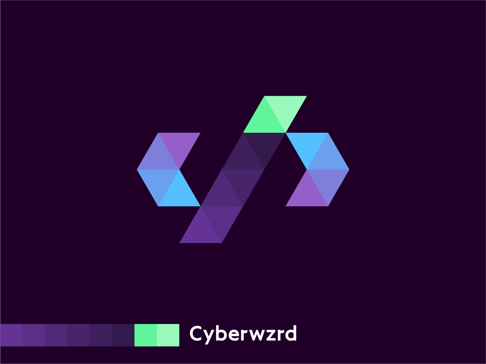Cyber Wizard developer logo design: coding brackets + magic wand