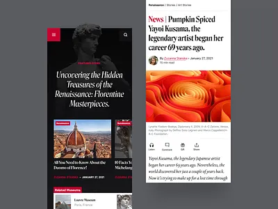 DailyArt Mobile app art art hisotry article article page blog box editorial home page long text mobile mobile design museum news news page newspapper typography ui web app web design