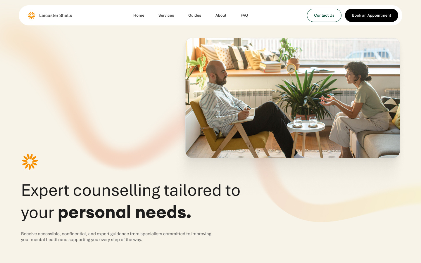 Counselling Website Hero Section counselling hero hero section mental health psychological service therapy web design website