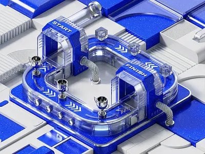 Competition Automation 3d 3d art 3d design 3d icon 3d illustration art branding design gaming icon illustration isometric mechanical tech trophy ui