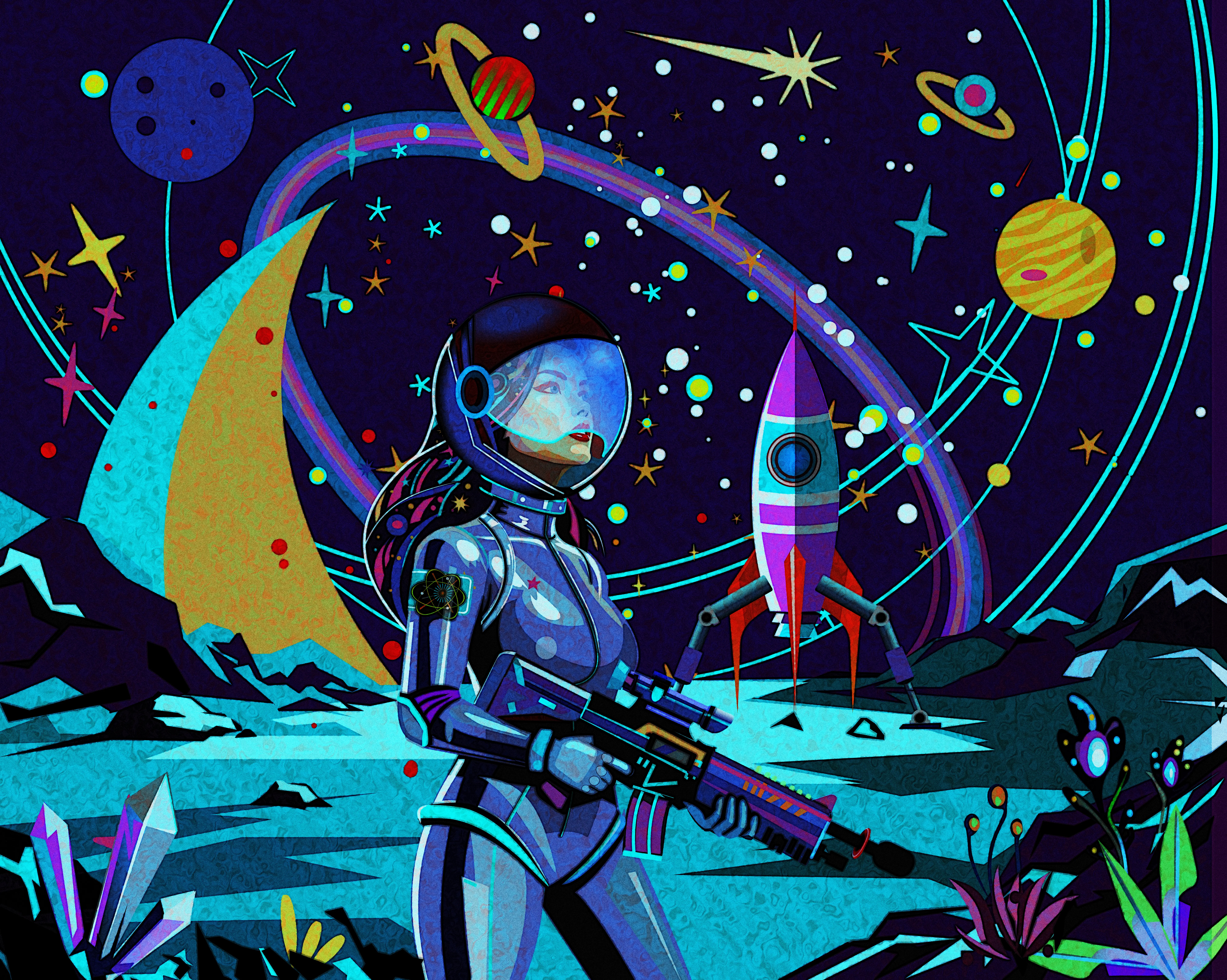 Arrival - final render arrival illustration noise rocket shunte88 space spacegirl vector