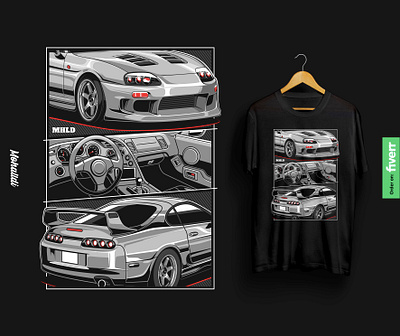 Toyota Supra Comic Style Drawing car tshirt mk4 supra