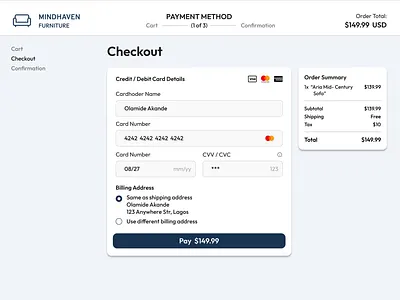 Checkout Page e commerce shopping ui ux