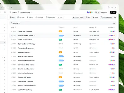 Backlogs app design backlogs issues list management product design table tasks ui ui design ui ux ux