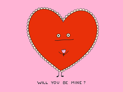 Will You Be Mine? cartoon cute cute valentine flower heart illustration lettering typography valentine valentines day
