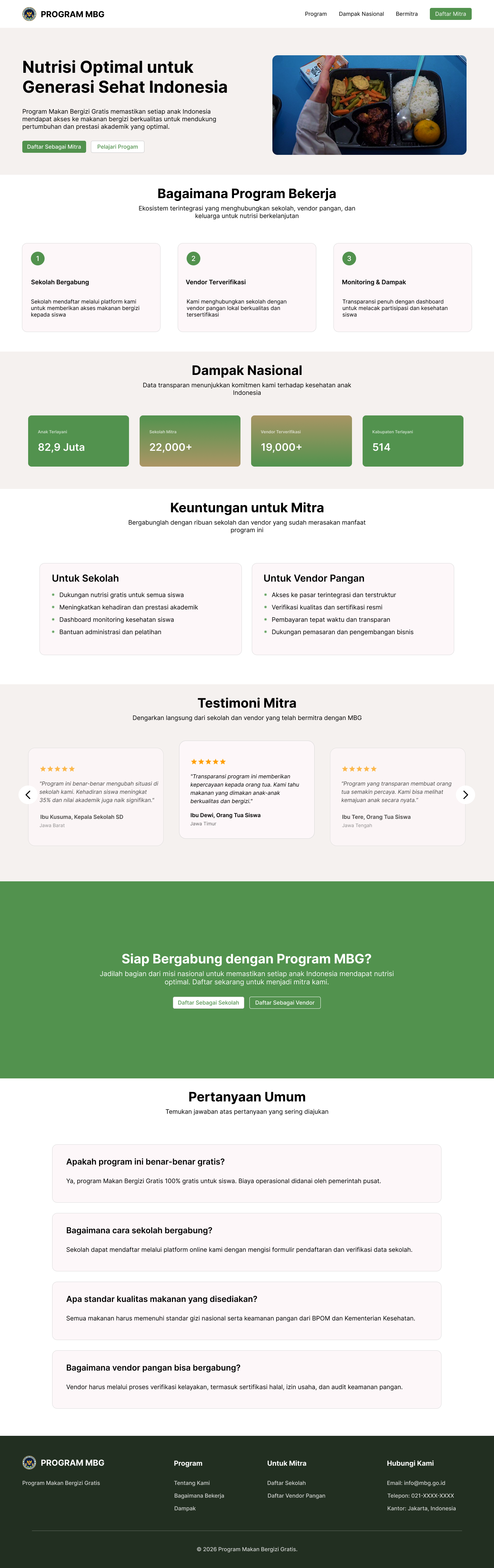 Redesign MBG Program Website design landing page ui ux
