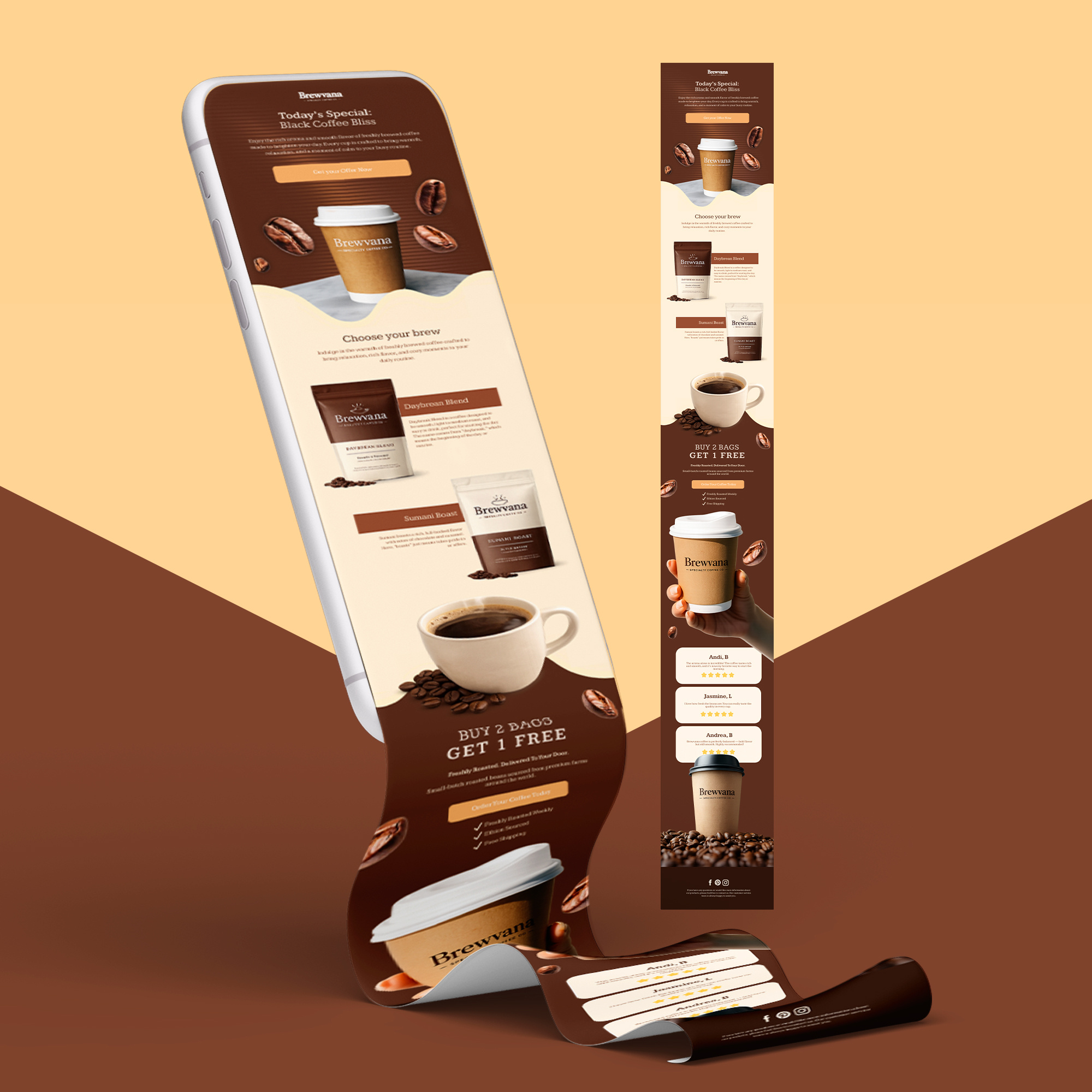 BREWVANA COFFEE BRAND EMAIL MARKETING BANNER ads banner banner banner design brand email marketing brand identity branding design email banner email marketing graphic design landing page marketing design ui website