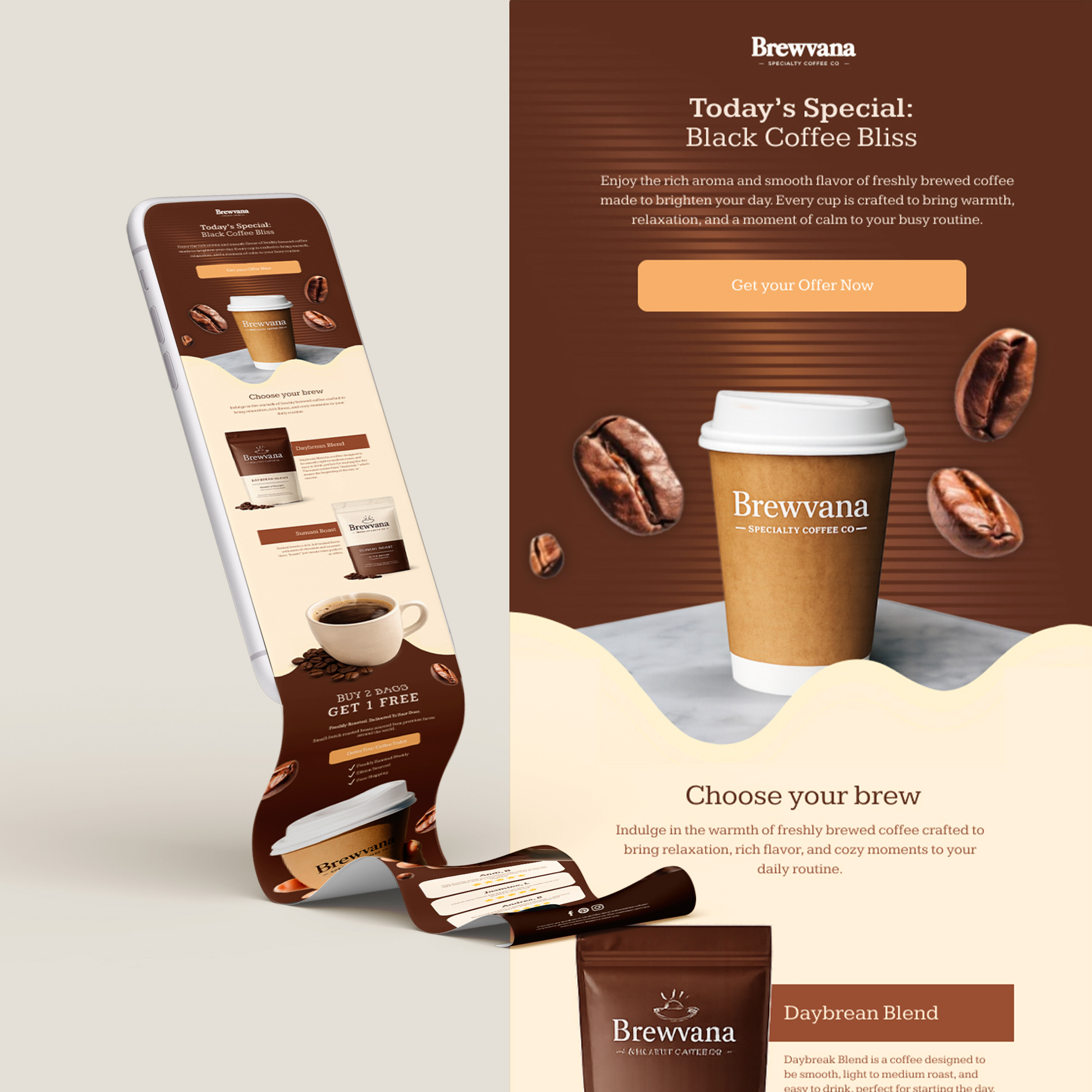 BREWVANA COFFEE BRAND EMAIL MARKETING BANNER brand design brand identity branding design email banner email marketing email marketing banner figma graphic design marketing banner ui website