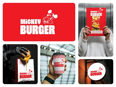 Mickey Burger I Cafe Logo & Branding. brand identity branding burger brand logo cafe branding cafe logo cafe logo branding coffee logo coffee shop logo food branding food logo logo logo design logos modern logo packaging restuarant logo typography