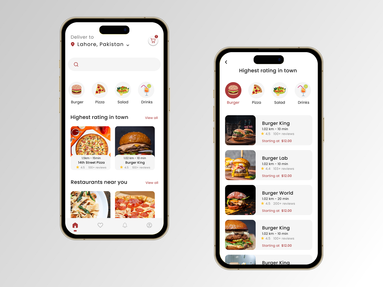 Food Delivery App Mobile UI Screens by Noor Saba on Dribbble