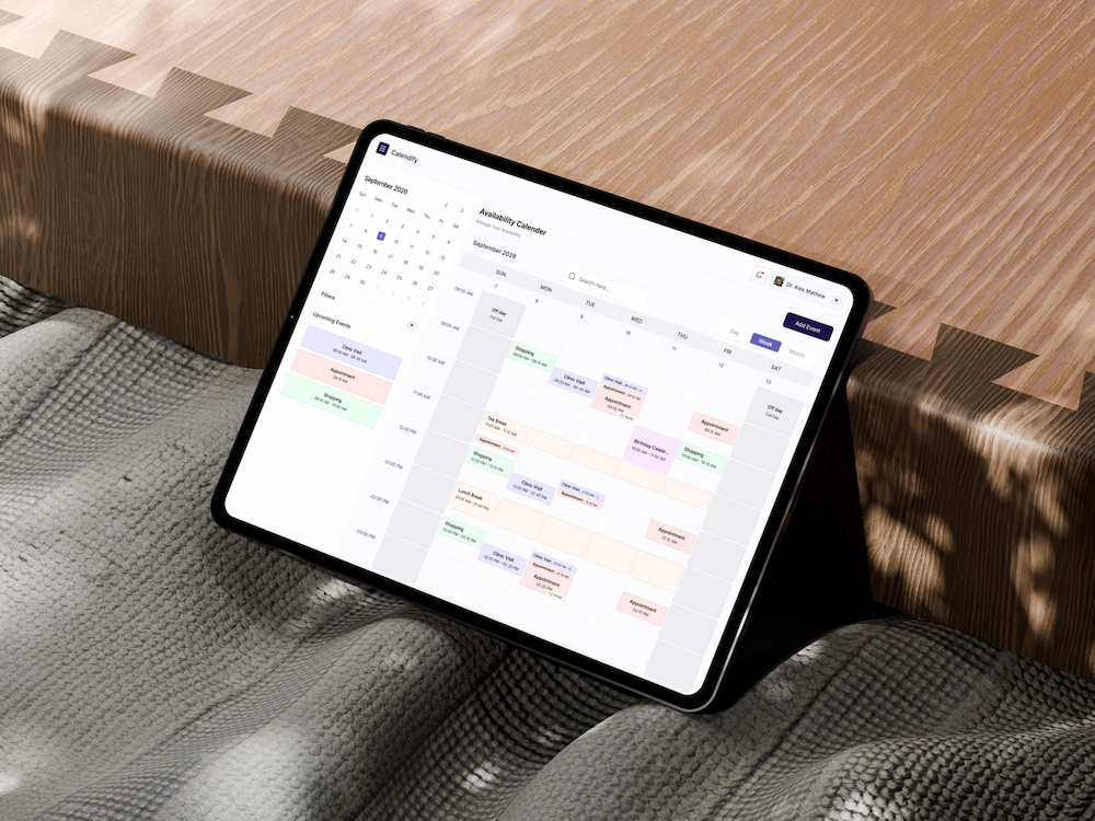 Doctor Availability Calendar – Scheduling Web App UX calendar ui figma design healthcare ux product design saas dashboard scheduling app web app ui