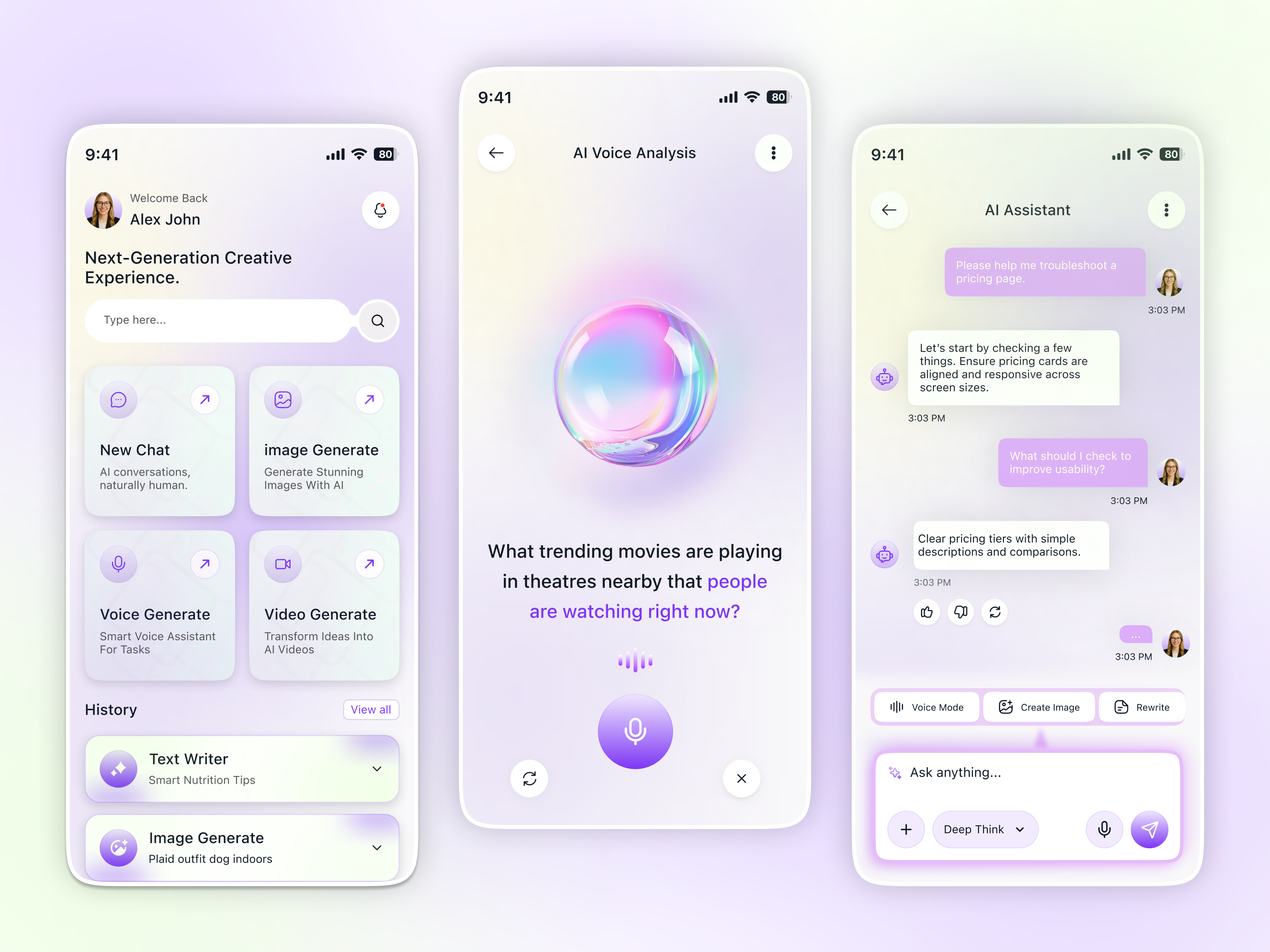 Example of Next-Gen AI Assistant Mobile App UI