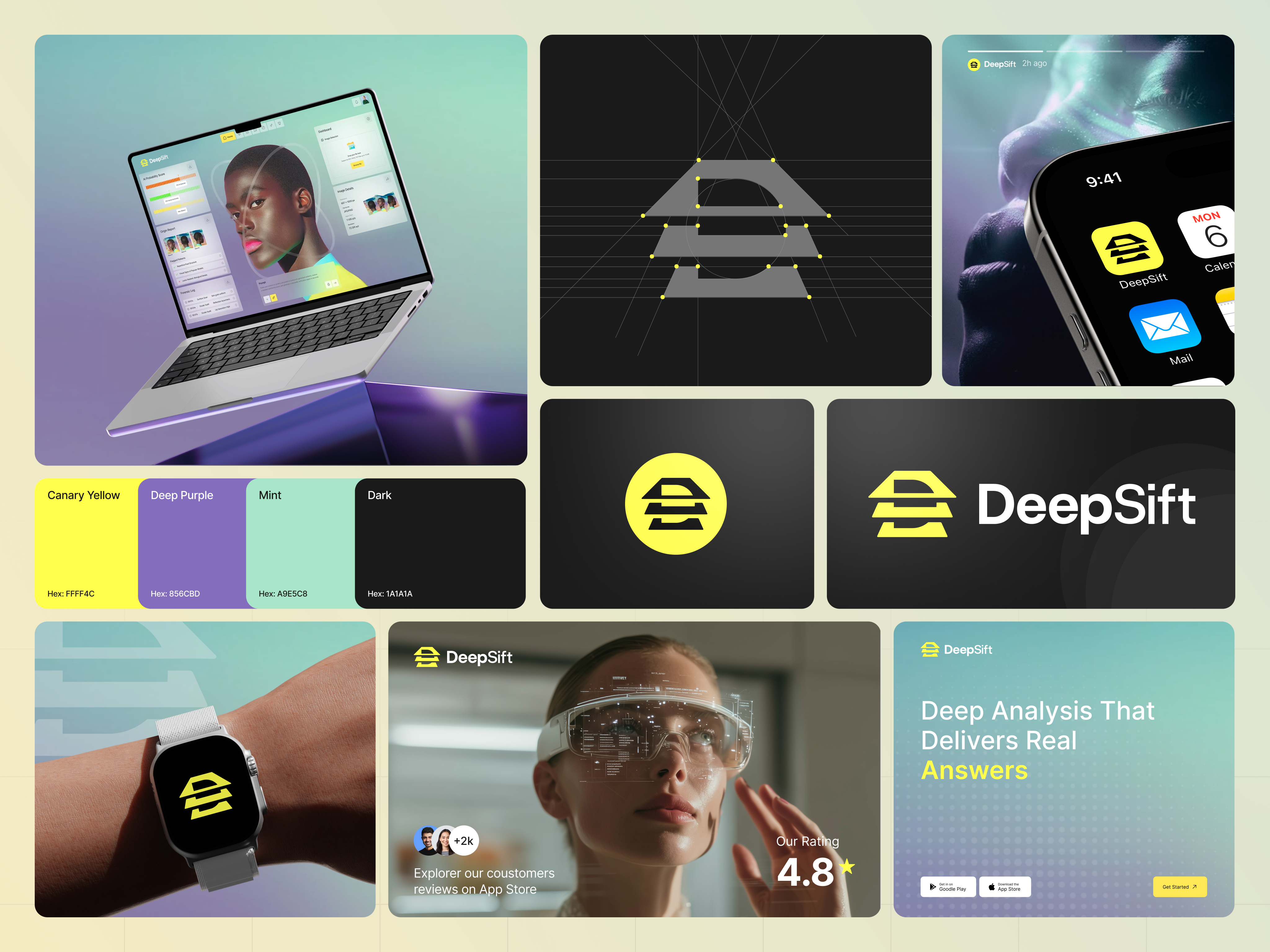 DeepSift - AI Content Detection Platform Bento Branding ai assistant ai content checker ai content creation ai content detection ai detection ai detection web app ai detector bento bento branding bento grid bento layout brand design brand identity brand identity design branding content verification design graphic design logo logo design