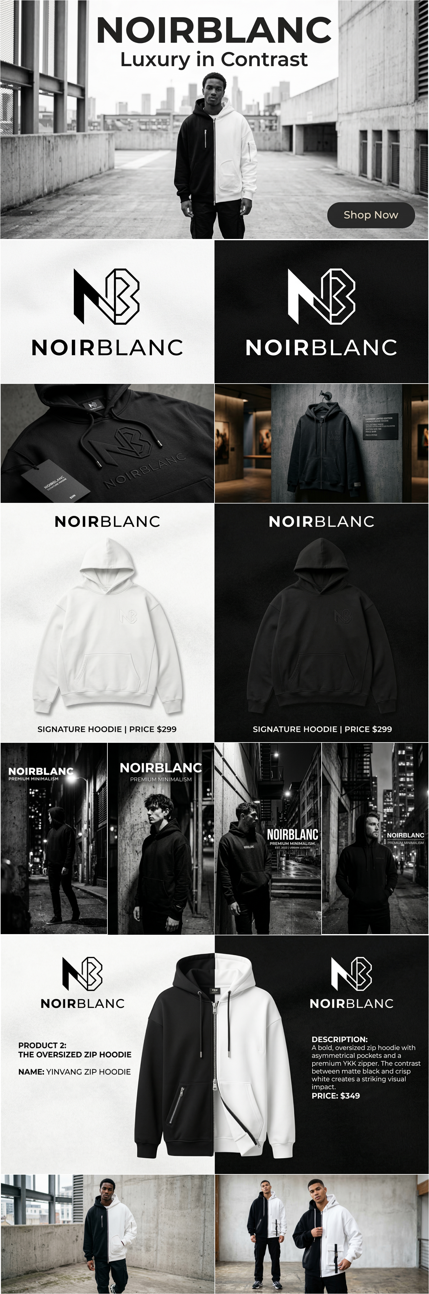 NOIRBLANC — Luxury Streetwear Brand Concept brand identity fashion branding fashion logo logo design luxury branding minimal branding modern branding monochrome streetwear typography