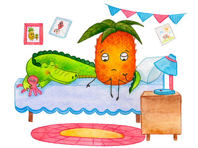 PRINCESS AND PINE | Children book book branding illustration watercolor ананасик бренд персонажи брендперсонажи детскаякнига книжная иллюстрация крокодил персонажи