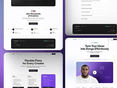 Landing page design for AI platform ai design ai designer ai landing page ai ui ux ai website digital product design digital product ui digital product ux music ai platform music ai website music uiux product landing page product ui ux product website saas ui saas ui ux saas ux saas website startup design
