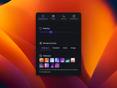 Background settings panel app desktop settings ui video