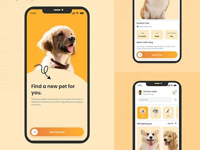 Modern Pet Adoption App Design for Finding and Adopting Pets Eas app designer for startup figma ui designer freelance ui designer mobile app designer mobile app ui design mobile app ux design mobile product design product ui designer saas ui designer startup app design ui designer for hire ui ux designer