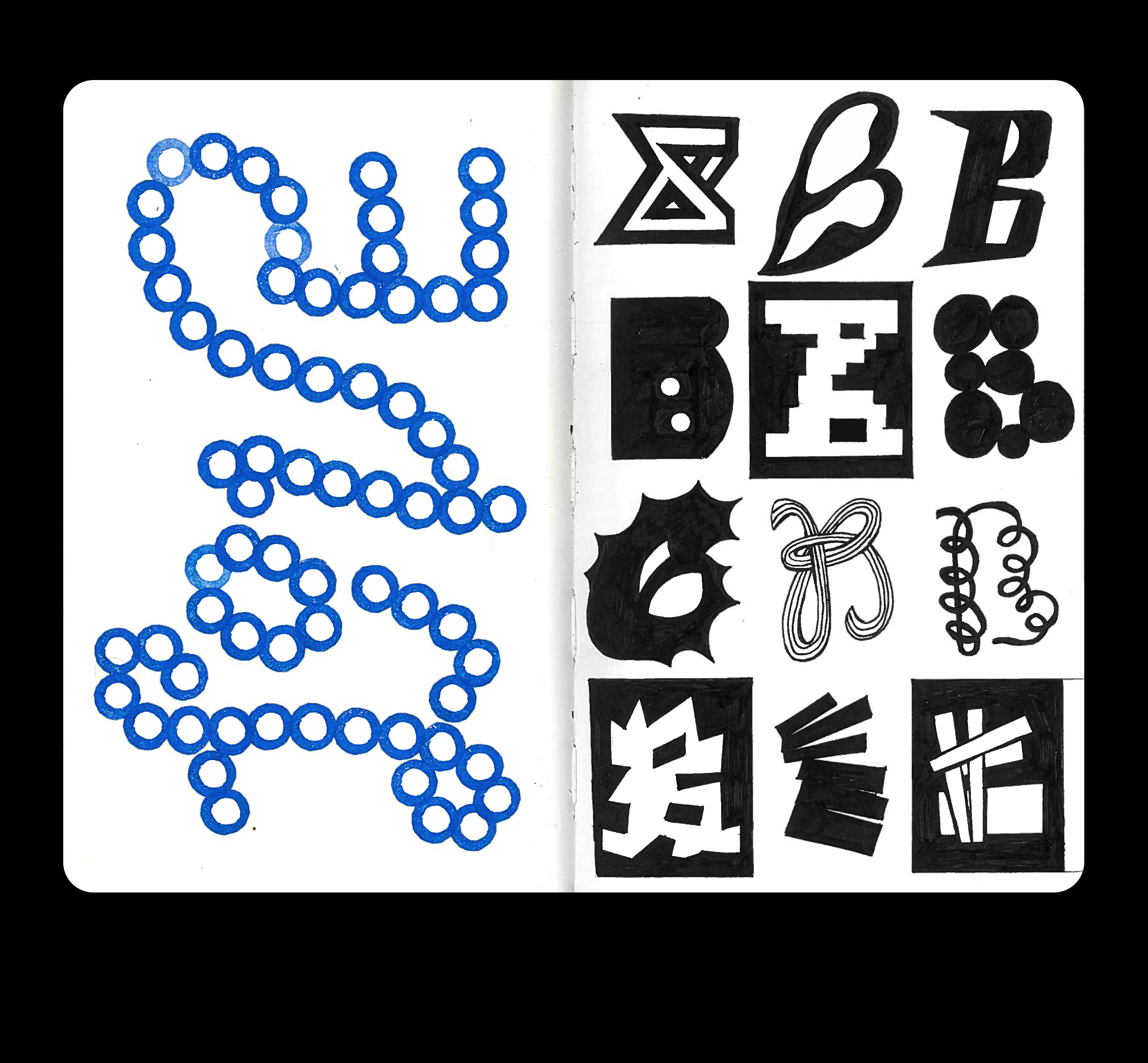 A spread from a sketchbook craft design graphic design illustration sketchbook typography