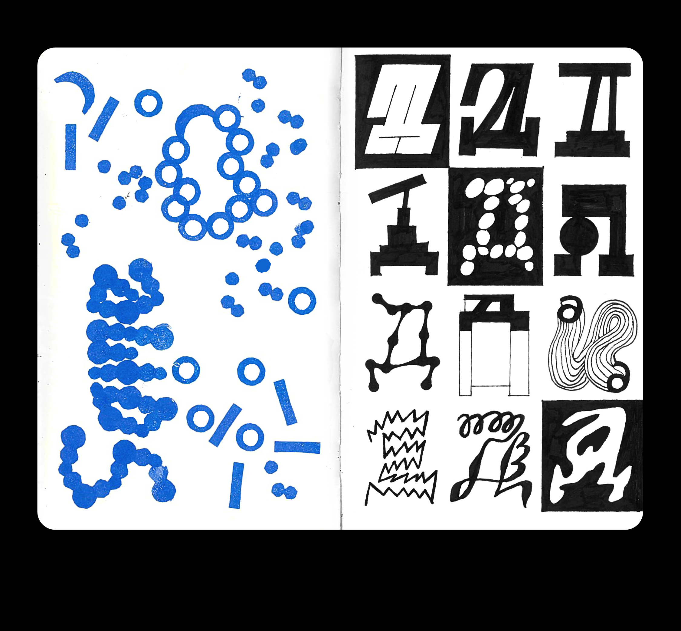 A spread from a sketchbook craft design graphic design illustration sketchbook typography