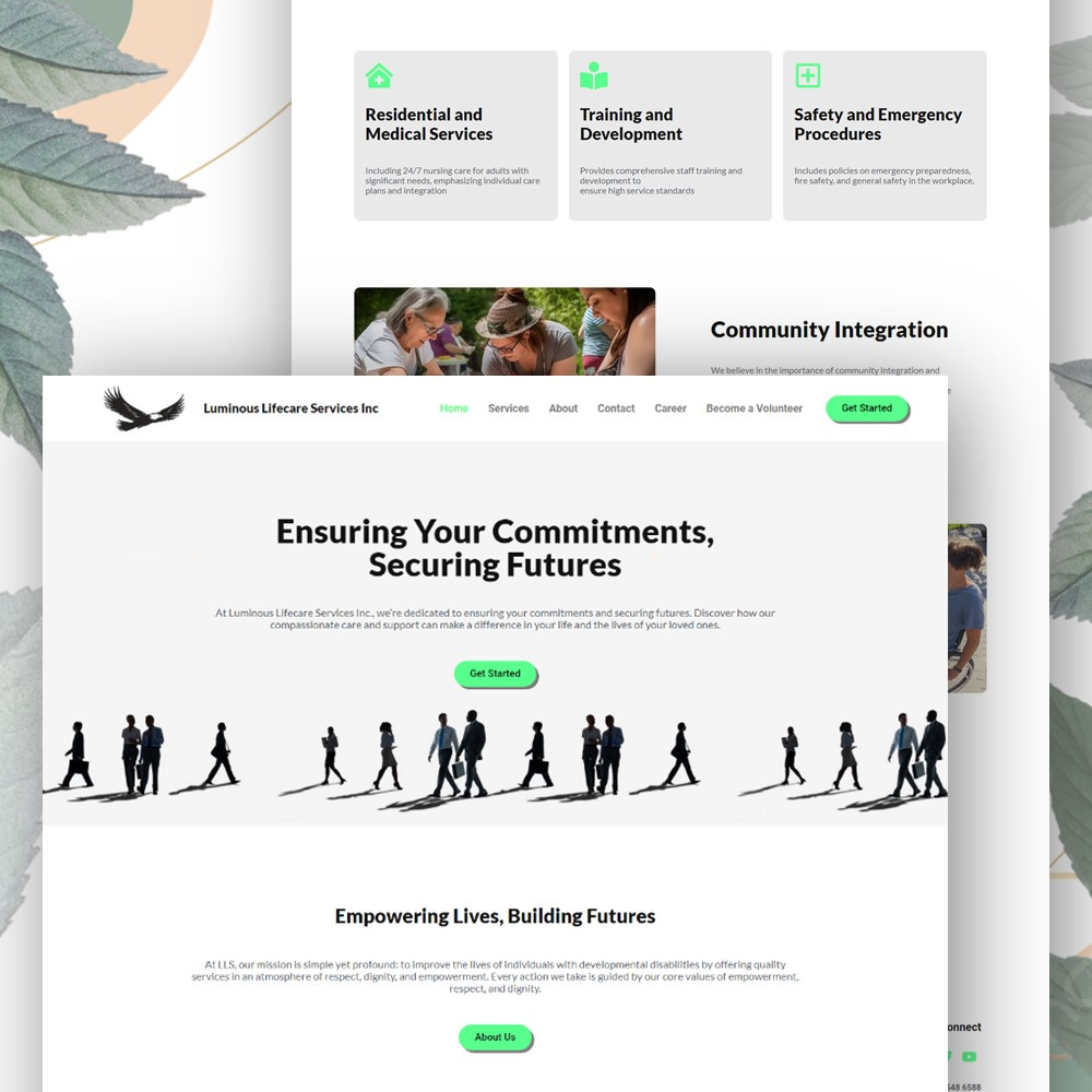 Luminous Lifecare Services Website ui