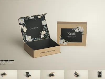 Kraft Paper Magnetic Gift Box Mockup branding mockup cardboard box chocolate box cosmetic customizable foldable gift gift box jewellery kraft packaging kraft paper box luxury box magnetic box mockup mailer box mockup natural packaging box packaging mockup paper box mockup rectangular smart object