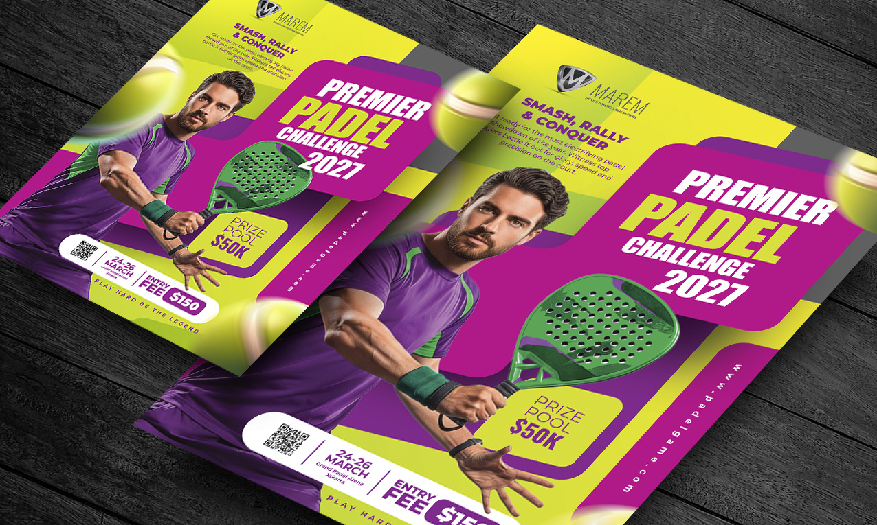 Padel Tournament Flyer advert ball camp championship flyer game graphic design match media padel pickle social sport tennis tournament training