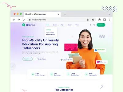 Eduwave University Classic Education Concept agency ai branding classe education laerning landing page marketing online theme design themeforest ui web design website