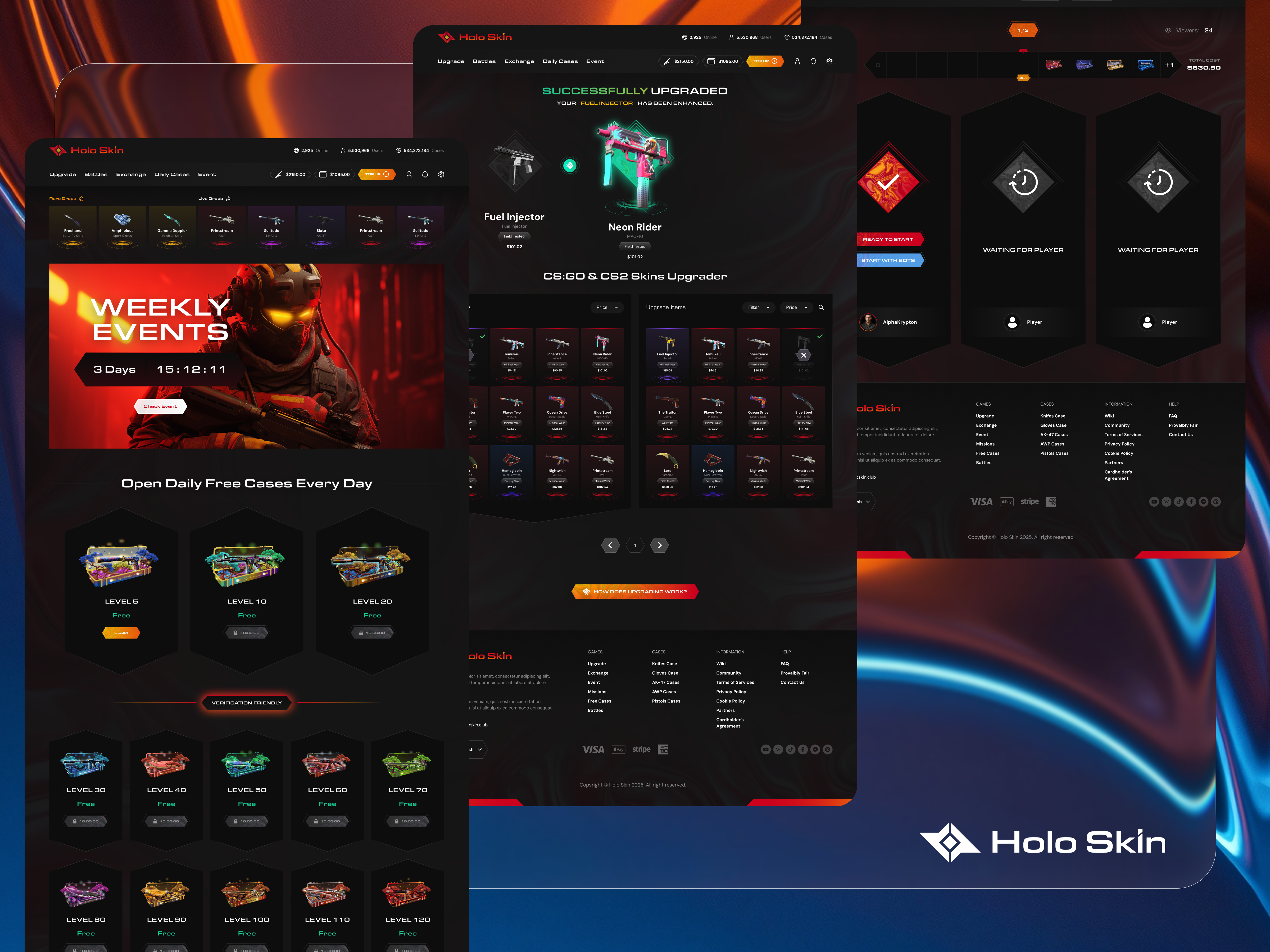 Holo Skin - UI Revamp branding counter strike figma figma prototype game game skin gaming gaming site graphic design site ui ui revamp uiux web design website