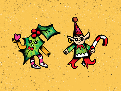 MistleJo and Elfred character design christmas december digital elf holidays illustration mistletoe photoshop winter