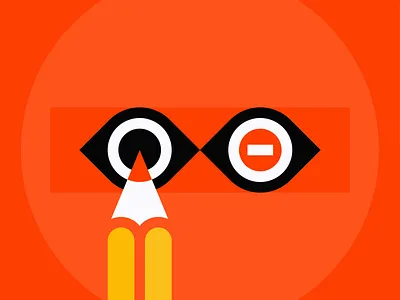 No Free Work agency blog bold branding eyes geometric icon illustration logo mark negative space no entry pencil red retro retro modern stop type vector