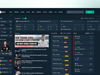 Esport news & forum website visual redesign design esport forum gaming matches redesign sport ui ux visual
