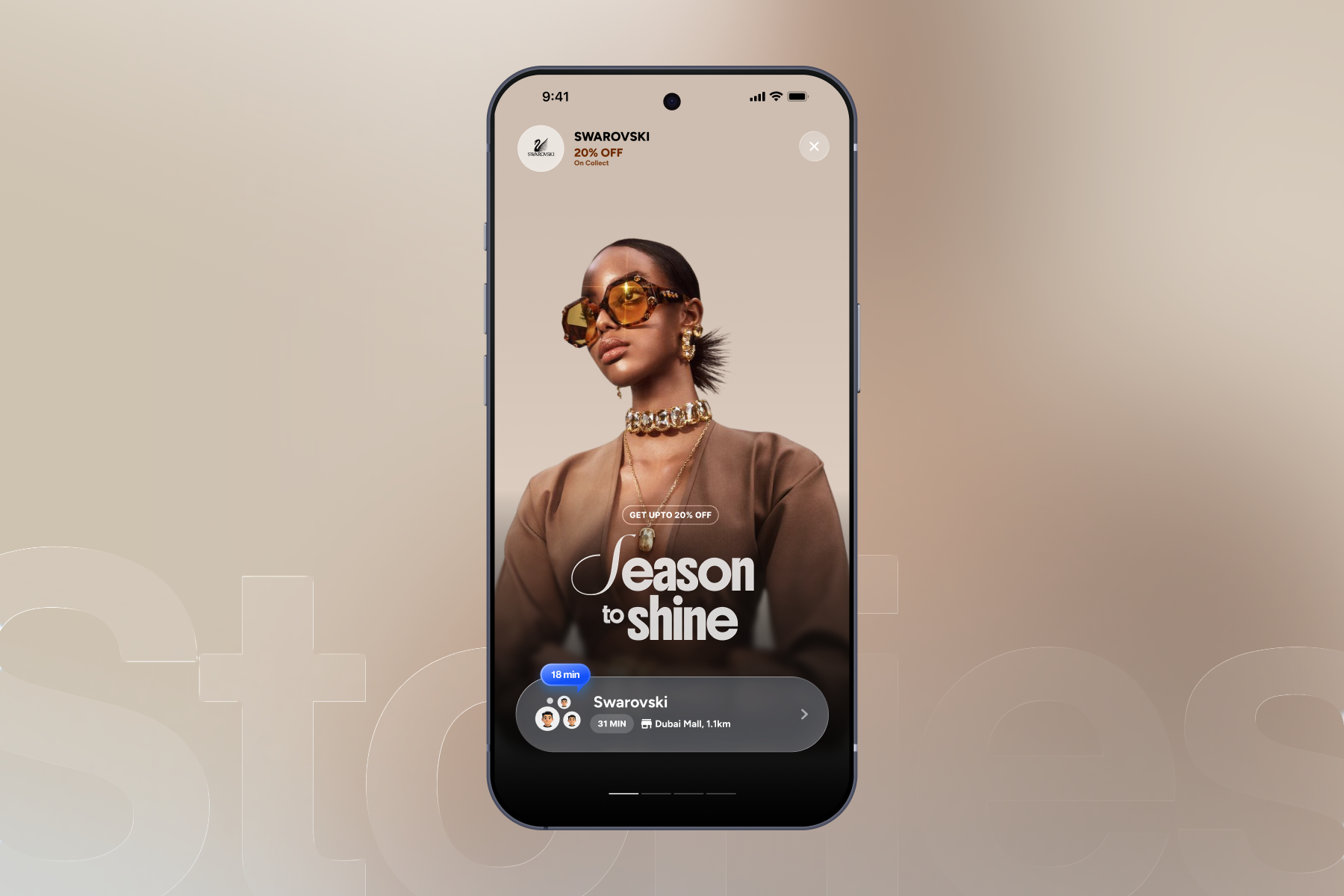 Story (buttom) - Swaroski 3d animation blur branding design glass graphic design illustration logo motion graphics new screen slider stories trend typography ui uiux