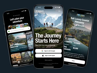 AI Trip Planner Mobile App Design application design booking app holiday planner itinerary design map interface mobile app design mobile ui modern ui navigation design react native startup app tourism app travel app travel ui trip planner ui design ui inspiration