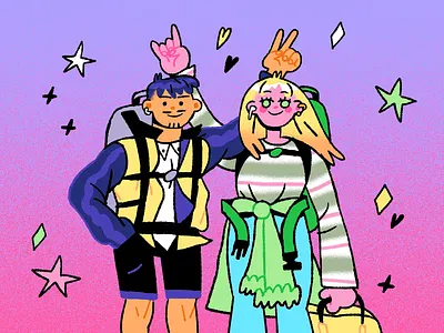 Interrail '22 character design digital friends illustration photoshop travel