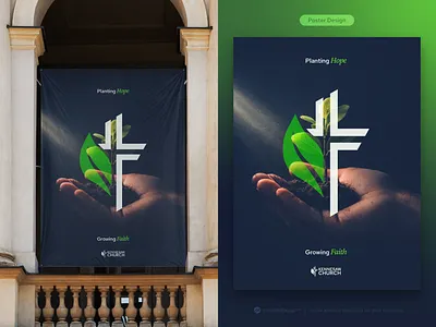 Poster/Banner Design for Modern Church Branding banner branding christian church church advertisement church logo church poster design cross faith growth holy leaf minimal modern church plant poster religion religious seed spiritual