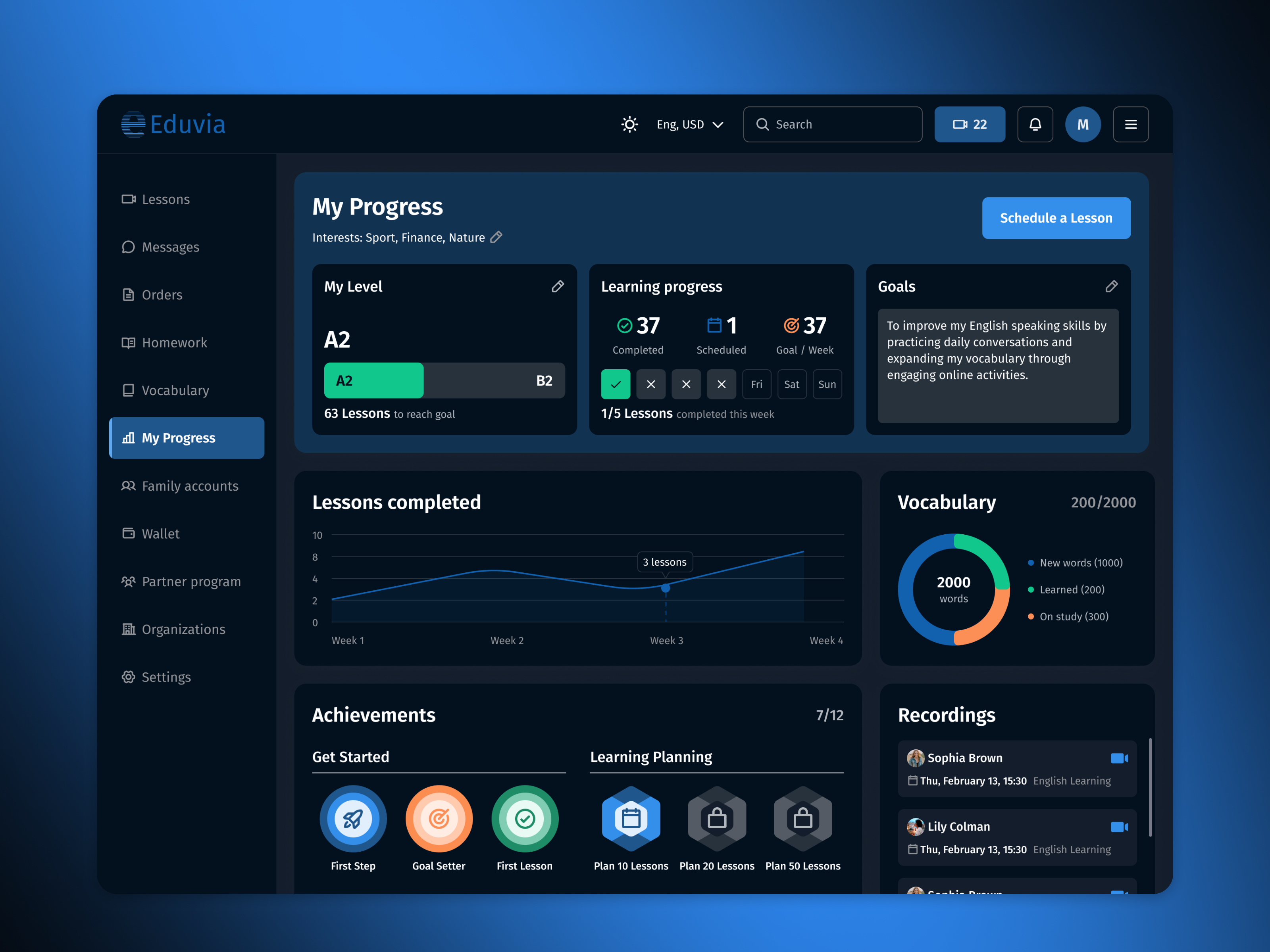 Eduvia — Dual-Role LMS & EdTech Ecosystem b2b software development data visualization e learning ui edtech platform edtech software development educational app lms dashboard lms design online education platform saas dashboard saas ui scheduling app scheduling ui student portal task management ui teacher dashboard user dashboard development