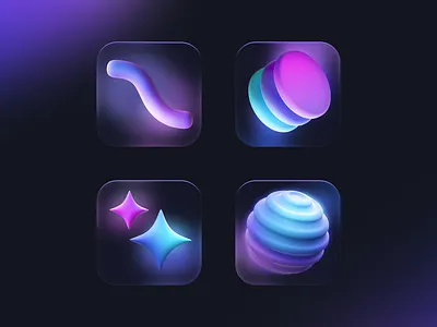 Space-Themed 3D Glassmorphism Icons | Tool Suite 3d 3dicons abstract appdesign dashboard figma future glassmorphism gradient icondesign icons neon saas space tech toolsuite ui userinterface ux webdesign