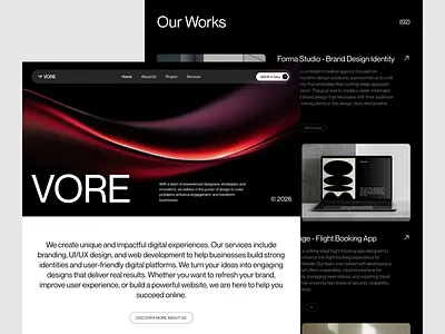 Vore - Digital Agency Website agency agency studio company profil company website corporate creative agency creative studio digital agency design digital studio landing page portfolio design portfolio website portfoliowebsite portofolio studio ui design ux design web website website profil