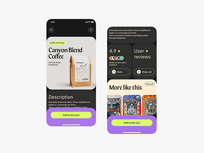[C] → Coffee rate app concept app buy capuccino coffee color design espresso overview picks rate rating review search shop submit top toxic ui ux