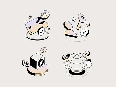 Onboarding Ilustrations analytics app bank branding card check credit card finance globe graph icon set illustration ios onboarding safe simple star ui