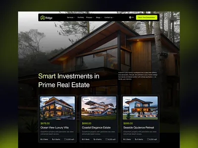 Modern Property Landing Page UI homepage landing page luxuryrealty property property website propertyui real estate ui real estate web real estate website realtor realty ui web design website