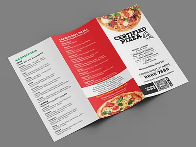 Certified Pizza Menu Brochure Design graphic design menu resturant trifold menu