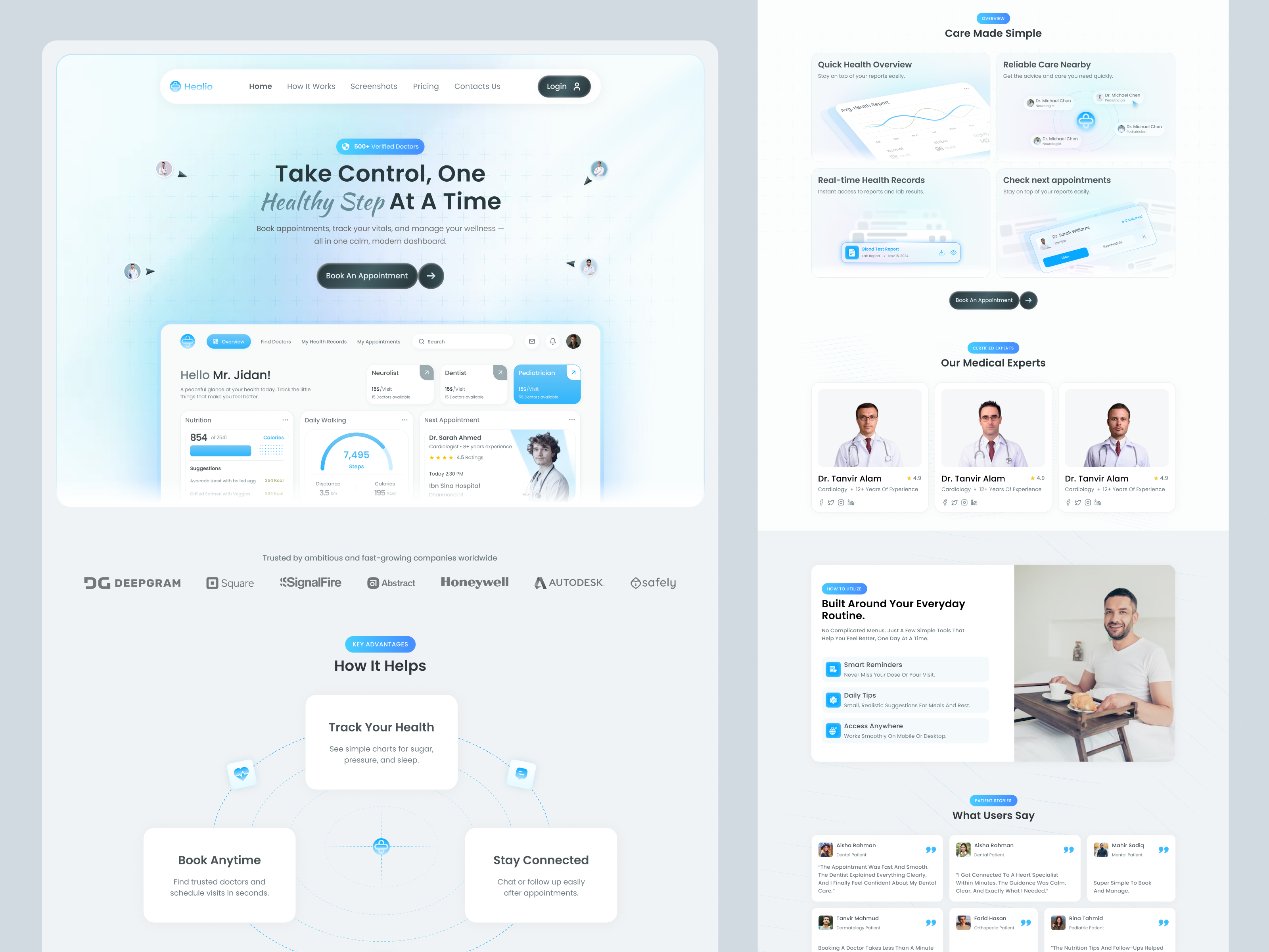 Modern Healthcare Landing Page UI/UX appointment booking appointment booking ui clinic appointment system clinic website doctor appointment doctor consultation doctor website healthcare dashboard healthcare landing page healthcare platform healthcare ui healthcare web design healthtech design hospital website medical appointment medical service website medical ui medical website patient booking telehealth platform