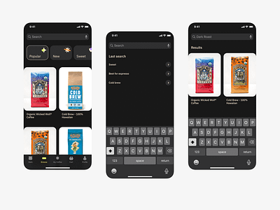 [C] → Coffee rate app concept app buy capuccino coffee color design espresso overview picks rate rating review search shop submit top toxic ui ux