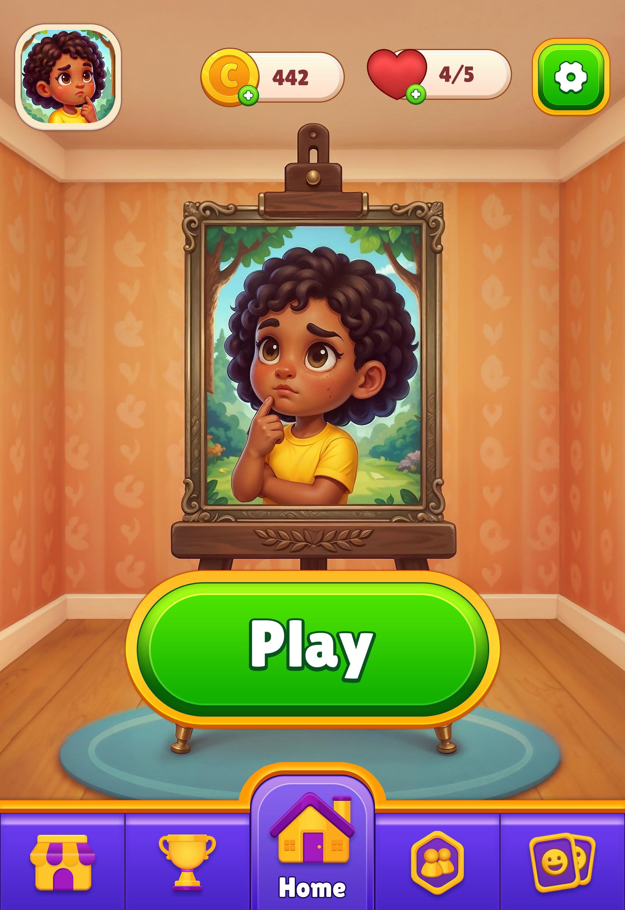 Casual Game Main Menu | Cartoon Puzzle Game Interface button buttons design game gaming graphic design illustration interface menu ui uiux user