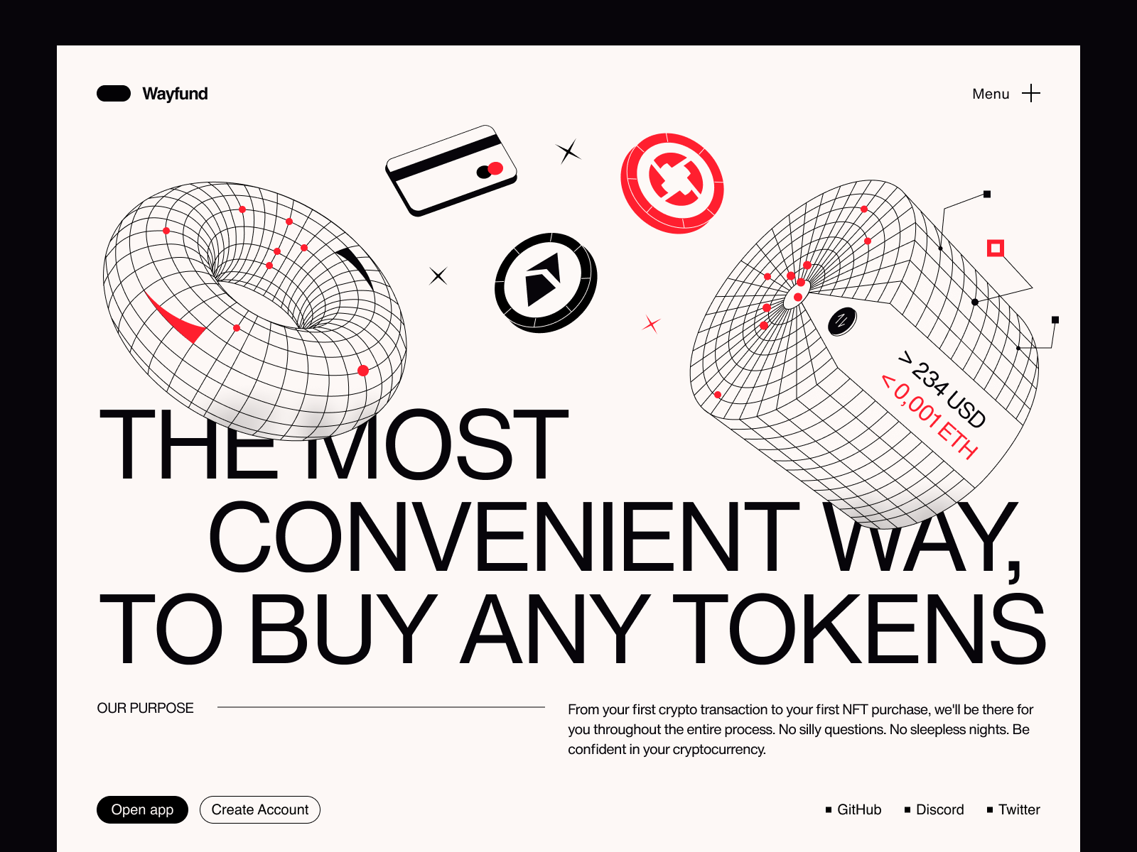 Wayfund: hero page, poster app blockchain blockchain design coin coin market crypto crypto solution cryptocoin dapp defi digital product market poster user experience user inteface visual identity web web3